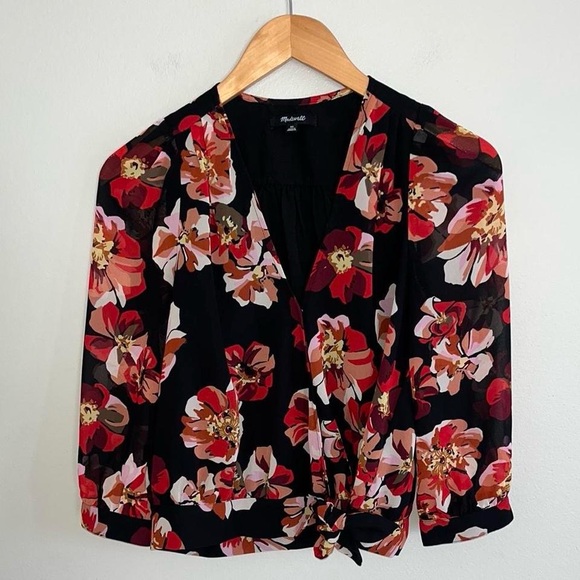 Madewell Effie Woven Floral Wrap Tie Blouse - Picture 1 of 9